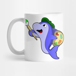 Dolphin as Painter with Colour & Brush Mug